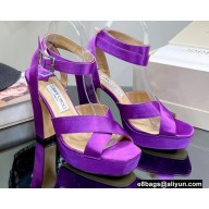 Jimmy Choo Heel 11.5cm Platform 3cm Gaia Sandals Satin Purple 2022