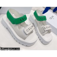 Celine Leo Scratch Sandals In Calfskin White/Green 2022