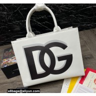 Dolce & Gabbana Small calfskin DG Daily shopper Tote Bag White/Black