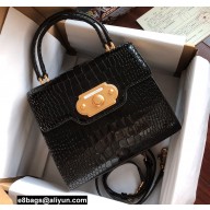 Dolce & Gabbana Welcome Bag in Crocodile-print Calfskin Black