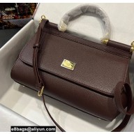 Dolce & Gabbana Medium Sicily bag in Dauphine Calfskin Burgundy