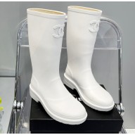 Chanel CC Logo Rain Boots White 2022