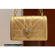 Dolce & Gabbana Large Devotion crossbody bag in quilted leather Gold