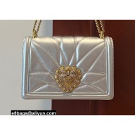 Dolce & Gabbana Large Devotion crossbody bag in quilted leather Silver