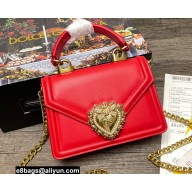Dolce & Gabbana Small Devotion Top Handle Bag in Calfskin Red