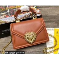 Dolce & Gabbana Small Devotion Top Handle Bag in Calfskin Brown
