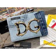 Dolce & Gabbana DG Girls shoulder bag in patchwork denim and plain calfskin