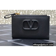 Valentino VLogo Signature Grainy Calfskin coin purse and cardholder with Zip Black 2022