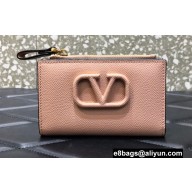 Valentino VLogo Signature Grainy Calfskin coin purse and cardholder with Zip Nude 2022
