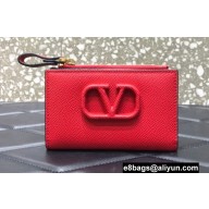 Valentino VLogo Signature Grainy Calfskin coin purse and cardholder with Zip Red 2022