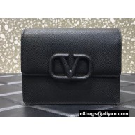 Valentino VLogo Signature Grainy Calfskin Mini Wallet with Chain Black 2022