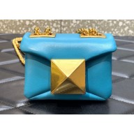Valentino ONE STUD Nappa Micro Bag With Chain Blue 2022