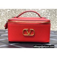 Valentino VLogo Signature Grainy Calfskin Beauty Case Red 2022