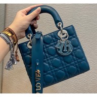 Lady Dior Small My ABCDior Bag in Cannage Lambskin with Tonal enamel Charms Ocean Blue 2022