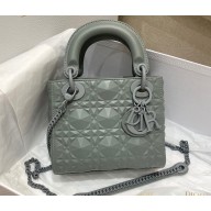 Lady Dior Mini Bag in Cannage Calfskin with Diamond Motif Gray 2022