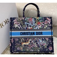 Dior Large Book Tote Bag in Blue Multicolor D-Constellation Embroidery 2022