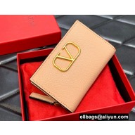 Valentino VLogo Signature Grainy Calfskin Zip Wallet Nude 2022