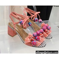 Aquazzura Heel 5.5cm Pom Pom Embellished Fringe Tassel Suede Sandals 03 2022