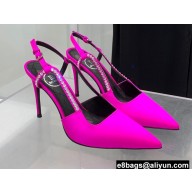Balmain Heel 9.5cm Madison Crystal-embellished Satin Slingback Pumps Fuchsia 2022