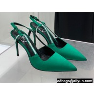 Balmain Heel 9.5cm Madison Crystal-embellished Satin Slingback Pumps Green 2022