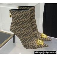 Fendi x Versace Heel 10.5cm Fendace FF Jacquard Ankle Boots Brown 2022