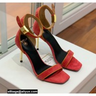 Balmain Heel 10.5cm Uma Sandals Suede Red/Orange 2022