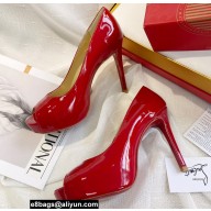 Christian Louboutin Heel 10cm New Very Privé Patent Leather Platform Peep-toe Pumps Red