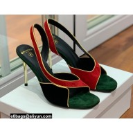 Balmain Heel 9.5cm Macy Slingback Sandals Red/Black/Green 2022