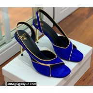 Balmain Heel 9.5cm Macy Slingback Sandals Blue 2022