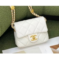 Chanel Grained Calfskin Mini Flap Bag AS3368 White 2022