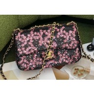 Chanel Navy Blue/Red Sequins Medium Classic Flap Bag 2022