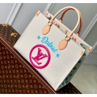 Louis Vuitton jacquard Fabric OnTheGo MM Tote Bag M20815 Fuchsia