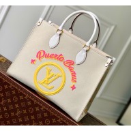 Louis Vuitton jacquard Fabric OnTheGo MM Tote Bag M20815 Yellow