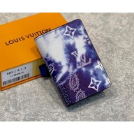 Louis Vuitton Pocket Organizer Wallet M81413 Blue Monogram Bandana Print