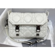 Dior Small Diorcamp Bag in Macrocannage Calfskin White 2022