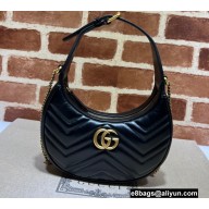 Gucci GG Marmont half-moon-shaped mini bag ‎699514 Black 2022