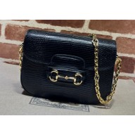 Gucci Horsebit 1955 lizard mini Shoulder bag ‎675801 Black 2022