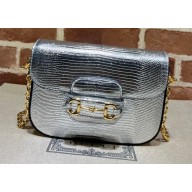 Gucci Horsebit 1955 lizard mini Shoulder bag ‎675801 Silver 2022