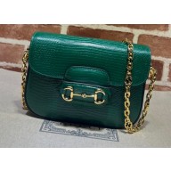 Gucci Horsebit 1955 lizard mini Shoulder bag ‎675801 Dark Green 2022