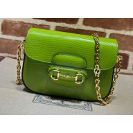 Gucci Horsebit 1955 lizard mini Shoulder bag ‎675801 Grass green 2022