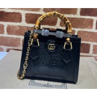 Gucci Diana lizard mini Top Handle bag 675800 Black 2022