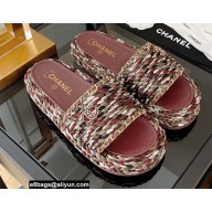 Chanel Chain Around Woven rope Mules Burgundy 2022