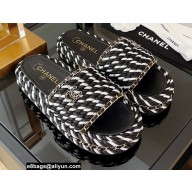 Chanel Chain Around Woven rope Mules Black/White 2022