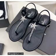 Chanel Crystal Star Thong Sandals Black 2022