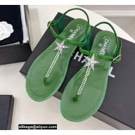Chanel Crystal Star Thong Sandals Green 2022