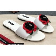 Dolce & Gabbana Black Red Roses Slides White 2022