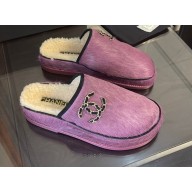 Chanel CC Logo Calfskin and Suede Calfskin Mules G38648 Purple 2022