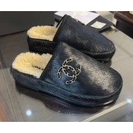 Chanel CC Logo Calfskin and Suede Calfskin Mules G38648 Black 2022