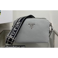 Prada Leather bag with shoulder strap 1BH082 Light Gray 2022