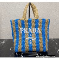Prada Small raffia tote bag 1BG422 Blue 2022